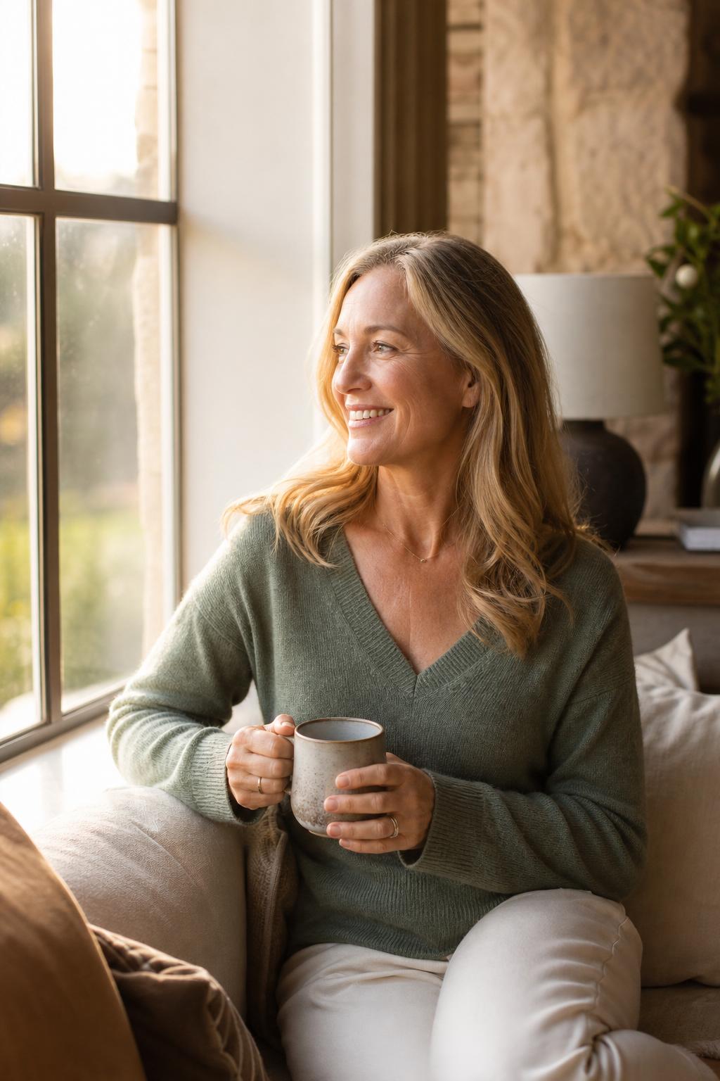 Patient enjoying a quiet moment with tea